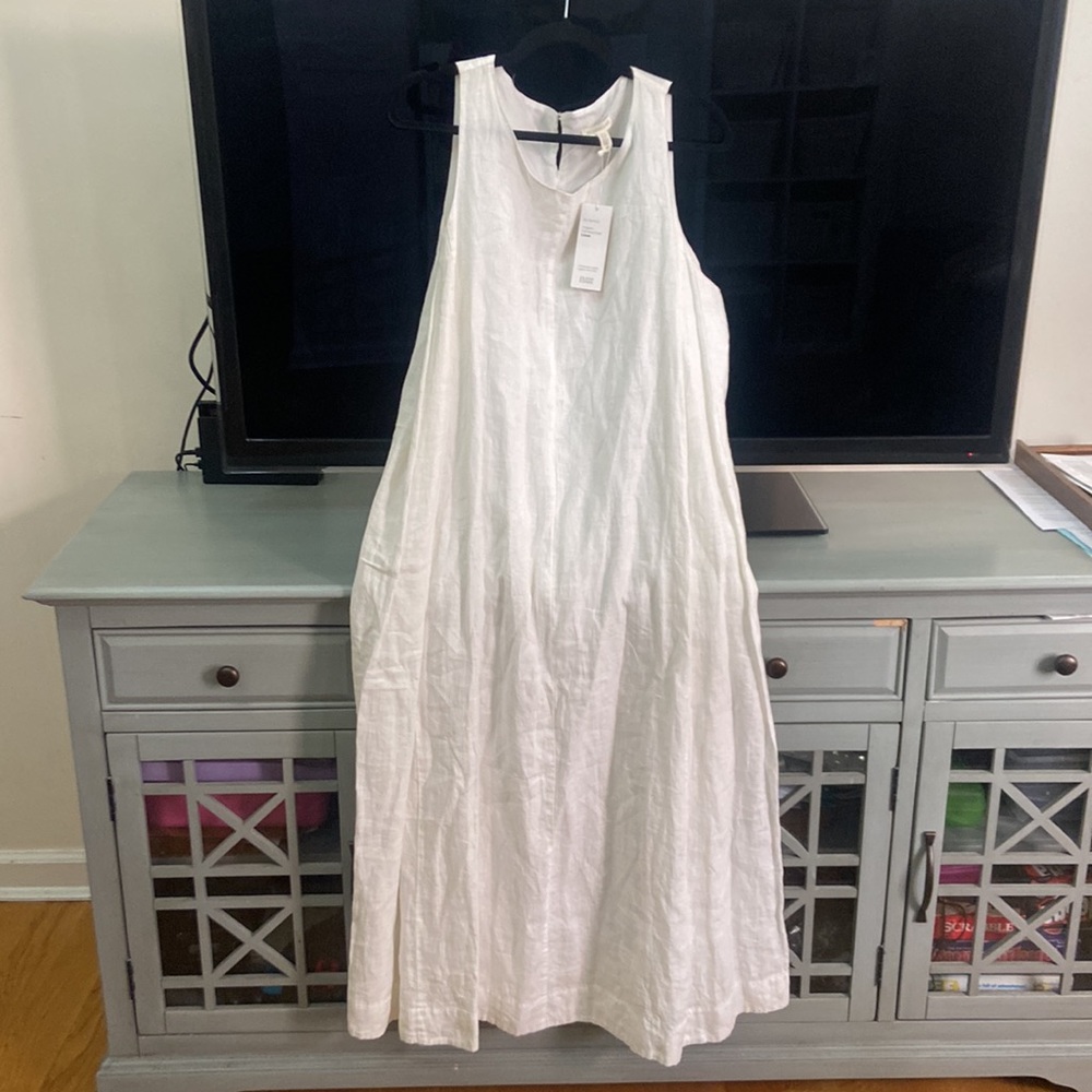 Eileen Fisher Irish Linen White Handkerchief Linen Dress size L